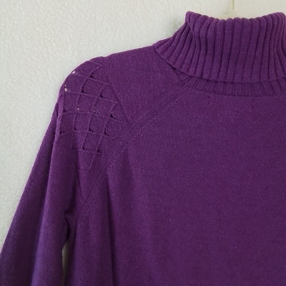 Banana Republic Cotton Blend Knit Turtleneck Sweater Size Petite Small in Purple - Picture 6 of 11
